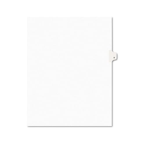 Avery Legal Exhibit Tab Dividers, Tab Title: 9, White, Letter, 25/Pack (11919)