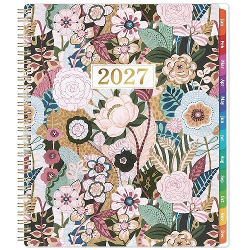 2027 Planner - 2027 Planner Weekly and Monthly, Jan. 2027 - Dec. 2027 | 11" x 9", Planner 2027 With Monthly Tabs, Twin‑wire Binding, Premium Paper, Back Pocket - Floral