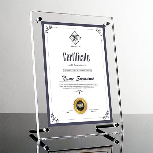 GooodiderX 1PCS Award Plaques,13 x 9.5 in Acrylic Certificate Frame | Employee of The Month Plaque,Picture Plaques Holds A4 Size Paper,Placed Your Award,Diploma Certificate, Acrylic Plaque