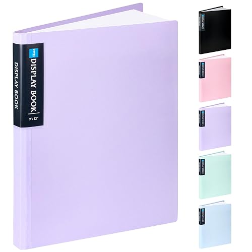 Sooez Art Portfolios 9"x12", 40 Pockets Large Portfolio Folder Display | 80 Pages, Heavy Duty Art Portfolio Folder with Clear Sheet Protectors, Presentation Book for Artwork Document Organizer