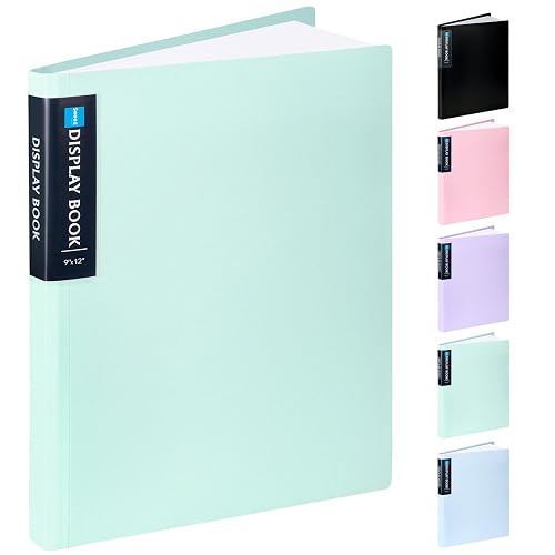 Sooez Art Portfolio 9"x12", 40 Pockets Large Folder Display 80 Pages | Heavy Duty with Clear Sheet Protectors, Presentation Book for Artwork Document Organizer Binder