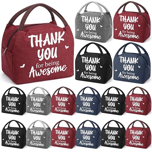 Locmeo 18 Pcs Employee Appreciation Gifts Bulk, Awesome | Team Staff Insulated Lunch Bag, Reusable Leakproof Tote Boxes, Thank You Gift for Teacher Coworker, Volunteer Customer Staff