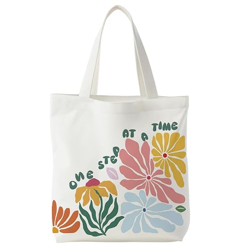 BNHJKFQZ Canvas Tote Bag 15x15 Inches for Women,Aesthetic Reusable Grocery Tote for Shopping Travel Beach School Gifts