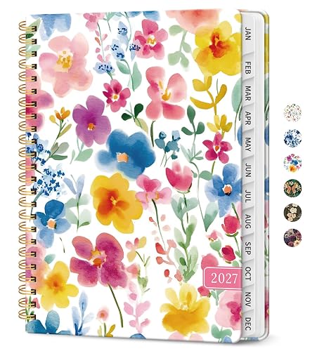 2027 Planner, Jan 2027-Dec 2027 Monthly & Weekly Calendar Planner | 6.3" x 8.5", Hardcover Calendar, Spiral Agenda Book with Tabs, Office School Home Supplies for Women and Men, Bloom Floral
