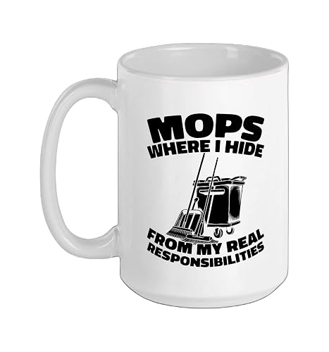 Cleaner - Sanitation Janitorial Housekeeping Cleaner Ceramic Mug, White, 15oz