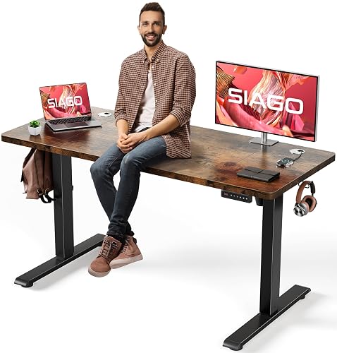 SIAGO 55 x 24 Inch Electric Standing Desk, 0.8 Inch Thick Tabletop | Smooth Height Adjustment, 200lbs Stability, 3 Memory Presets, Cable Management, Pre-Labeled Easy Assembly