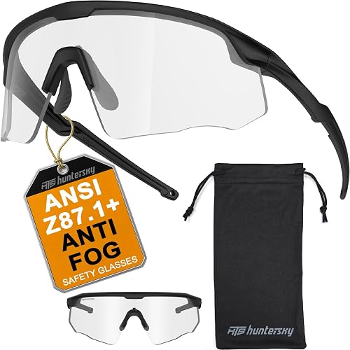 HTS HUNTERSKY Safety Sunglasses For Men and Women - ANSI Z87+ Work Glasses | Impact Resistant Eye Pro, UV Protection, Lightweight Wraparound Fit for Construction, DIY, Job Sites & Heavy Duty Work