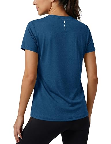 MAGCOMSEN Short Sleeve Workout Tops for Women Athletic Moisture Wicking Shirts Quick Dry Crewneck Running Gym Summer Tee