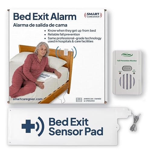 Smart Caregiver Bed Alarm for Elderly Adults, Alerts You When They Get Up | Fall prevention system, weight-sensing pad, incontinence resistant, battery included, USA Company and Customer Service