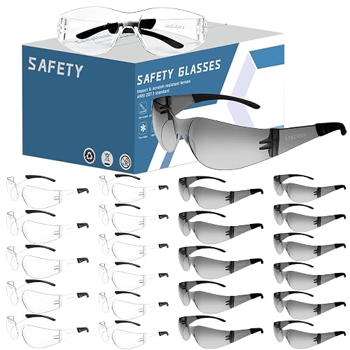 AOOFFIV Ansi Z87.1 Safety Glasses for Men, Clear Eye Protection Glasses | Impact Resistant and Scratch-Resistant Lens, Clear Safety Glasses for Lab, Construction, Lawn Mowing, Painting, Gardening