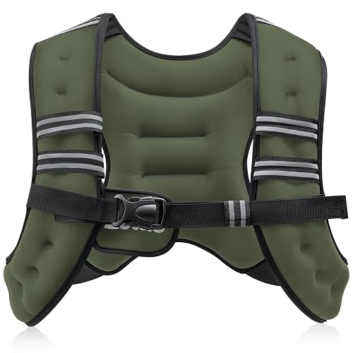 ZELUS Weighted Vest, 6lb/8lb/12lb/16lb/20lb/25lb/30lb Weight Vest with Reflective Stripe for Workout, Strength Training, Running, Fitness, Muscle Building, Weight Loss, Weightlifting