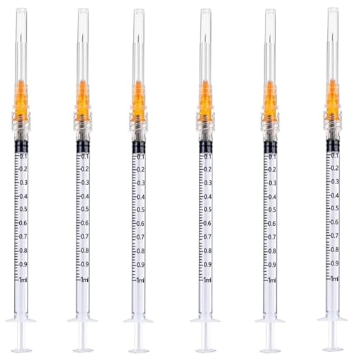 100 Pack 1ml 25 Gauge 5/8 Inch, for Scientific Labs, Industrial Dispensing and Liquid Measuring Supplies, Individually Sealed Packaging