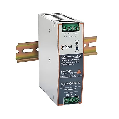 120W 24V Din Rail Mount Power Supply AC-DC Industrial Power Adapter | 100~240V AC Input, 24V DC Output, Din-Rail Switching Power Supply, Voltage adjustable, Short Circuit Protection