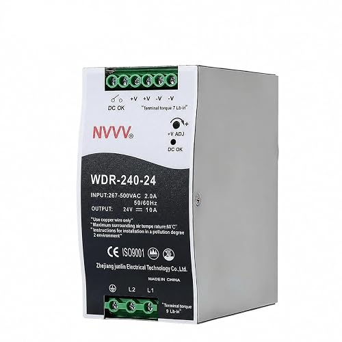 WDR-240-24 24V, Input:267~500VAC,Output:24VDC 10A, 240W Industrial DIN Rail Power Supply AC to DC Converter