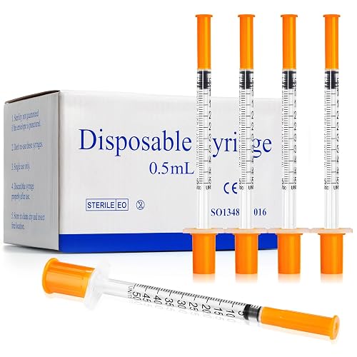 U-100 0.5ml Syringa 30G 5/16 Inch 8mm Disposable Lab Supplies, 20 Pack