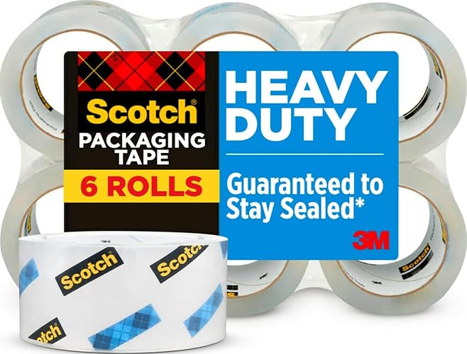 Scotch Heavy Duty Shipping Packing Tape, Clear, Shipping and Packaging Supplies, 1.88 in. x 54.6 yd., 6 Tape Rolls