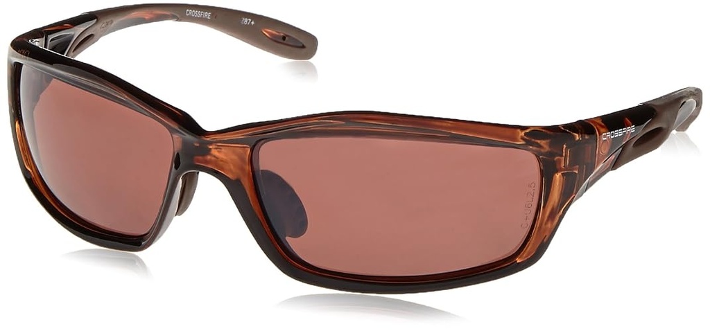 Crossfire 21126 Infinity Premium Safety Glasses, HD Brown Polarized Lens - Crystal Brown Frame, Regular