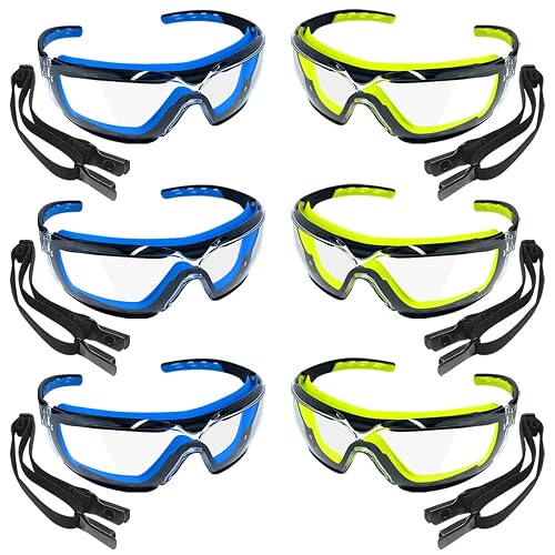 TAIGAOASIS 6 Pack Safety Glasses for Men & Women, Clear Lenses, ANSI Z87.1 & CE Certified, Adjustable, Impact-Resistant, Anti-Fog, 100% UV Protection