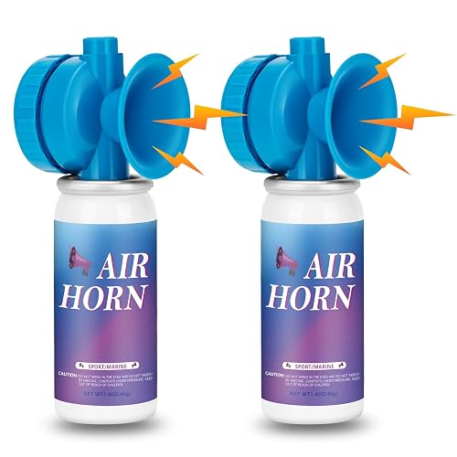 1.4oz Air Horn Can 2 Pack for Boating Sport Events, Air Horn Can for Safety | Mini Small Handheld Air Horn Can for Safety, Loud Marine Air Horns for Sporting Events Emergency Use Camping Hiking Outdoor