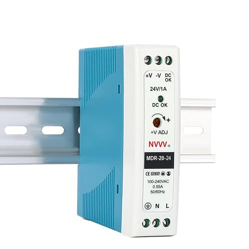 NVVV MDR-20-24 AC to DC DIN-Rail Power Supply, 24V, 1 Amp, 24W, 1.5"