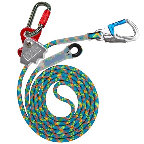 Flip Line Kit 11FT Polyester Lanyard Kit with Triple Lock Adjuster | Aluminum Swivel Snap, Adjustable Positioning Rope for Fall Protection, Arborist, Tree Climbers