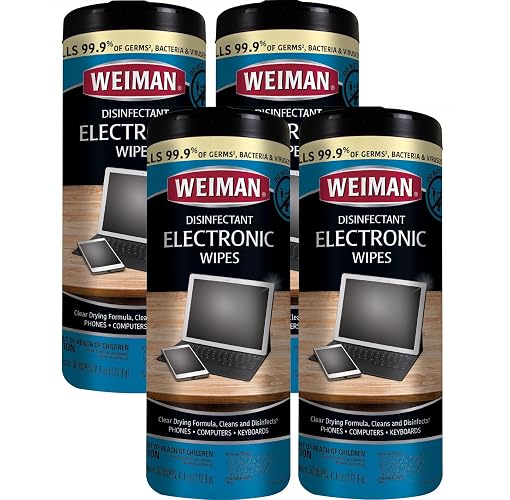 Weiman Electronic Screen Cleaner Wipes - 4 Pack Clean Your Laptop, Computer, TV, and All Electronic Equipment - Electronic Wipes - 30 Count