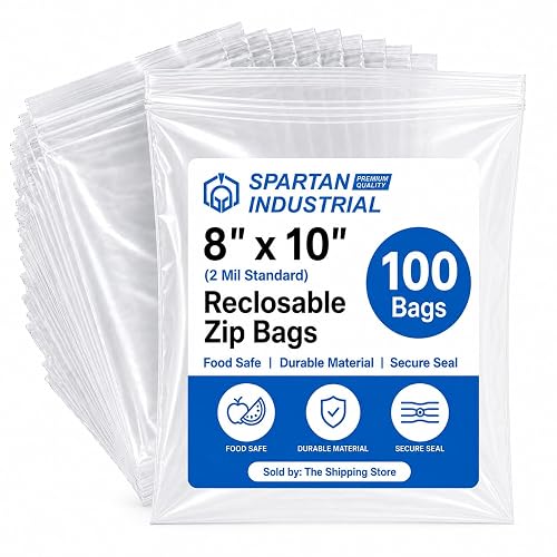 8" X 10" (100 Count) 2 Mil Clear Reclosable Zip Plastic Poly Bags | with Resealable Lock Seal Zipper - Spartan Industrial