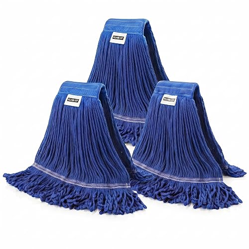 Heavy Duty Wet Industrial Cleaning Mop Head – 21 oz Blue mop Head Replacement Cotton Washable Industrial mop Heads Heavy Duty for Commercial & Home Cleaning（Blue）