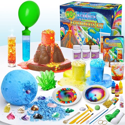 UNGLINGA 50+ Science Lab Experiments Kit for Kids, STEM Activities | Educational Scientist Toys Gifts for Boys Girls Chemistry Set, Gemstone, Volcano Eruption