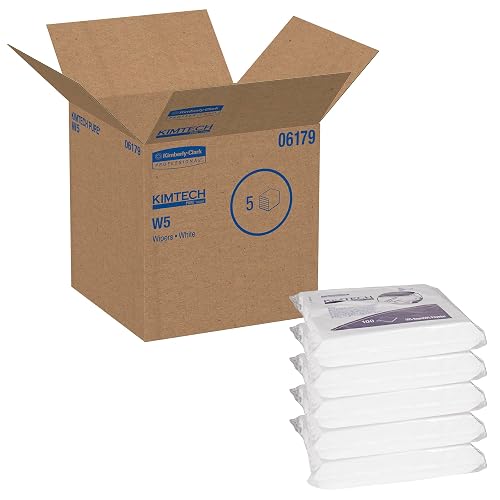 Kimtech 06179 W5 Critical Task Wipers, Flat Double Bag, Spunlace, 9x9, White, 100 per Pack (Case of 5 Packs)