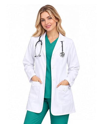 Medical Lab Coat Button-Front Long Sleeve for Classroom Lab & Healthcare