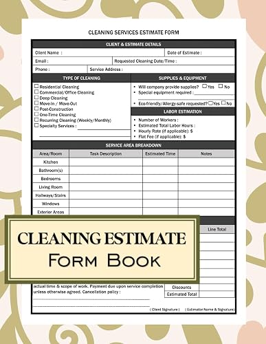 Cleaning Estimate Form Book: House Cleaning Service Quote Record, Cleaning Checklist, DIY Cleaning Service Business Form, Cleaning Proposal | Cleaning ... Commercial & Deep Cleaning Services
