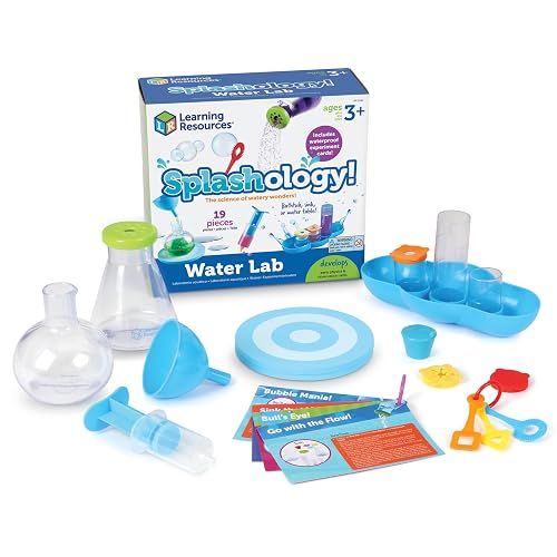 Learning Resources Splashology, Water Lab Science Kit, STEM Playtime, Water Activities, 19 Pieces, Ages 3+ | Science Kit, STEM Playtime, Water Activities, 19 Pieces, Ages 3+