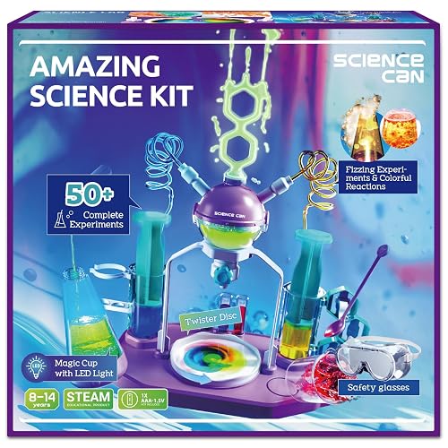 Science Can Science Kits for Kids Age 8-12, 50+ Science Experiments Sets | STEM Learning Toys, Unique Chemistry Lab, Safety Goggle, Illustrated Manual, Birthday Gifts for 8 9 10+ Year Old Girls Boys