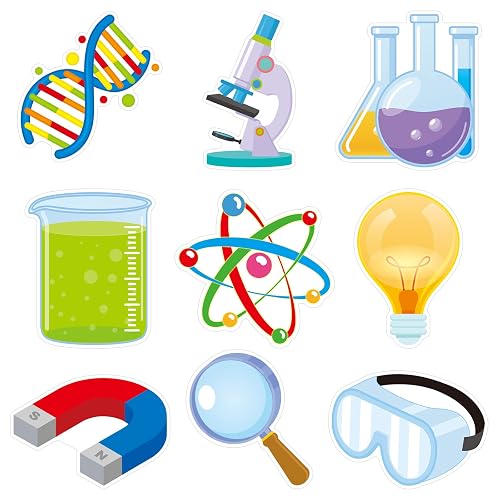 45 Pcs Science Cutouts Science Lab Accents Scientific Cut-Outs for Party Classroom Scientist Bulletin Board Craft Home Office Wall Decoration