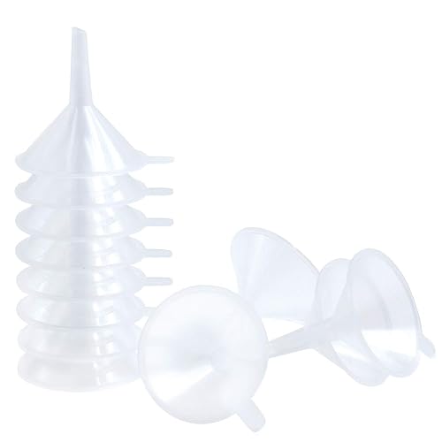 Small Plastic Funnel Set, 2.16 Inch Clear Mini Funnels (48 Pack) | Mini transparent funnels for small bottles, essential oils, perfume, science lab liquids, powders