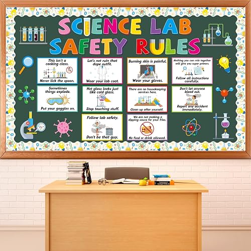 Science Lab Classroom Bulletin Board Science Lab Safety Rules Decorations Chemistry Class Rules Paper Cutouts Educational Laboratories Bulletin Board for Students School Chalkboard Wall Door Decor
