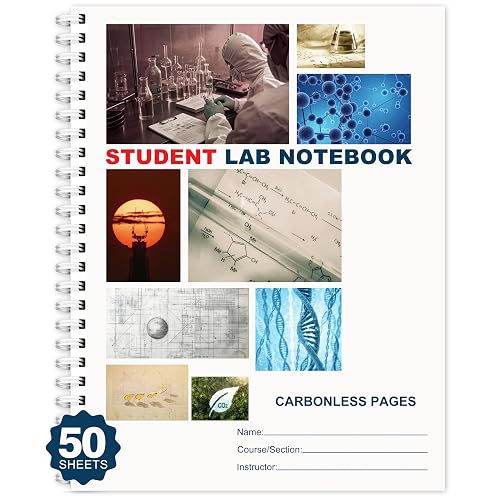 Yeplan Carbonless Lab Notebook - 8.5" x 11" Chemistry Notebook with 50 Sets of Pages, Science Grid Paper, Protective Translucent Cover & Wire-O Binding, for Students/Researchers