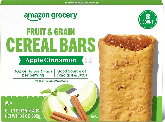 Amazon Grocery, Apple Cinnamon Fruit & Grain Cereal Bars, 1.3 Oz, 8 Ct