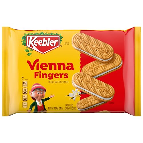 Keebler Vienna Fingers Cookies, Sandwich Cookies with Creme Filling, 12 Oz | Golden sandwich cookies with a vanilla flavored creme filling for dessert, lunch boxes, and sharing with coffee or milk