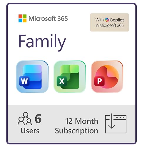 Microsoft 365 Family | 12-Month Subscription | Up to 6 People | Premium Office Apps: Word, Excel, PowerPoint and more | 2TB Shared Cloud Storage | Windows Laptop or MacBook Instant Download | Activation Required