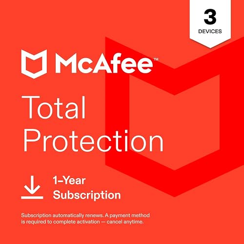 McAfee Total Protection 2027 Antivirus Software for 3 Devices | Auto-Renews | 1-year subscription includes VPN, text, email and video scam protection, identity monitoring and password manager