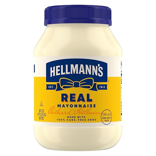 Hellmann's Real Mayonnaise 30oz, Mayo Jar, Sandwich Spread, Gluten Free 1PK | For sandwiches, dips, dressings and simple meals; gluten-free; Omega-3 ALA; 1 ct, 30 oz.