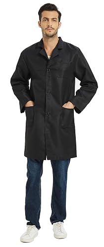 VOGRYE Womens Medical Lab Coat Three Pocket Long Sleeve Button Front White | Polyester blend machine washable long sleeves button front and three pockets for classroom laboratory and workwear