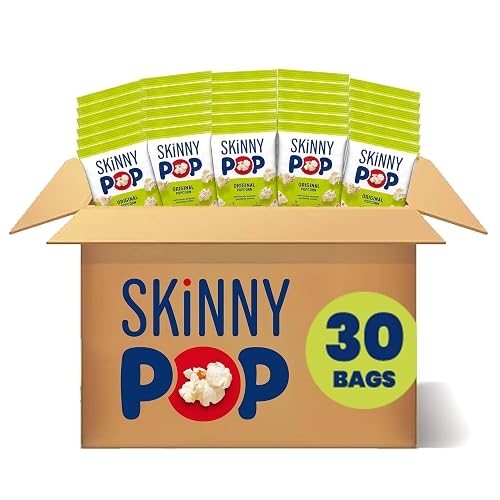 SKINNYPOP Original, Gluten Free Popcorn Bags, .65 oz (30 Count) | Snack box, Healthy Snacks for Adults, Vegan, For School and Office, 0.65 oz, 30 Skinny Pop Individual Bags