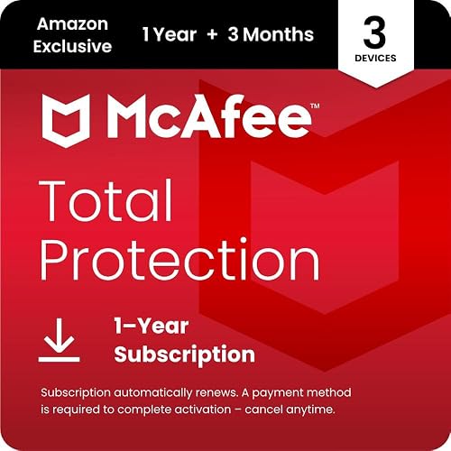 McAfee Total Protection 2026 Antivirus Software for 3 Devices | Auto-Renews | 15-month subscription includes VPN, text, email and video scam protection, identity monitoring and password manager