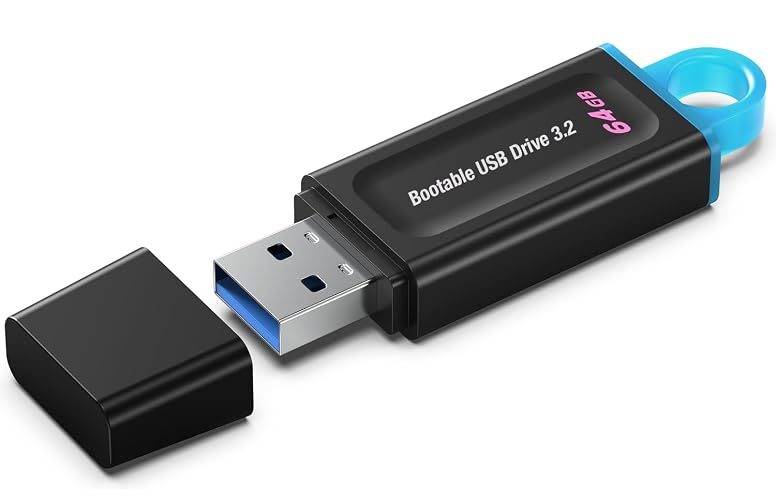 64GB - Bootable USB Drive 3.2 for Windows 11/10 / 8.1/7, Install/Recovery, No TPM Required, Included Network Drives (WiFi & LAN),Supported UEFI and Legacy, Data Recovery, Repair Tool