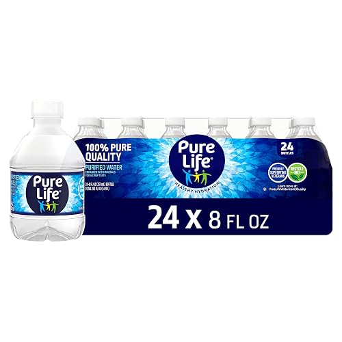 Pure Life Purified Bottled Water - 24 Pack, Mini 8 Fl Oz Bottles | Still Drinking Water Enhanced with Minerals for a Crisp Taste