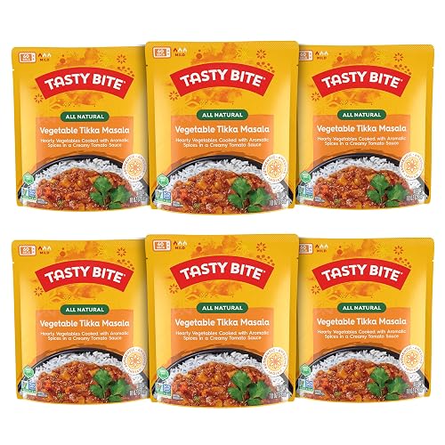 Tasty Bite Vegetable Tikka Masala, 10 Ounce, Pack of 6, Ready to Eat, Microwavable Entree, Vegetables Simmered With Cashews (Packaging may vary)