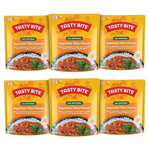 Tasty Bite Vegetable Tikka Masala, 10 Ounce, Pack of 6, Ready to Eat, Microwavable Entree, Vegetables Simmered With Cashews (Packaging may vary)